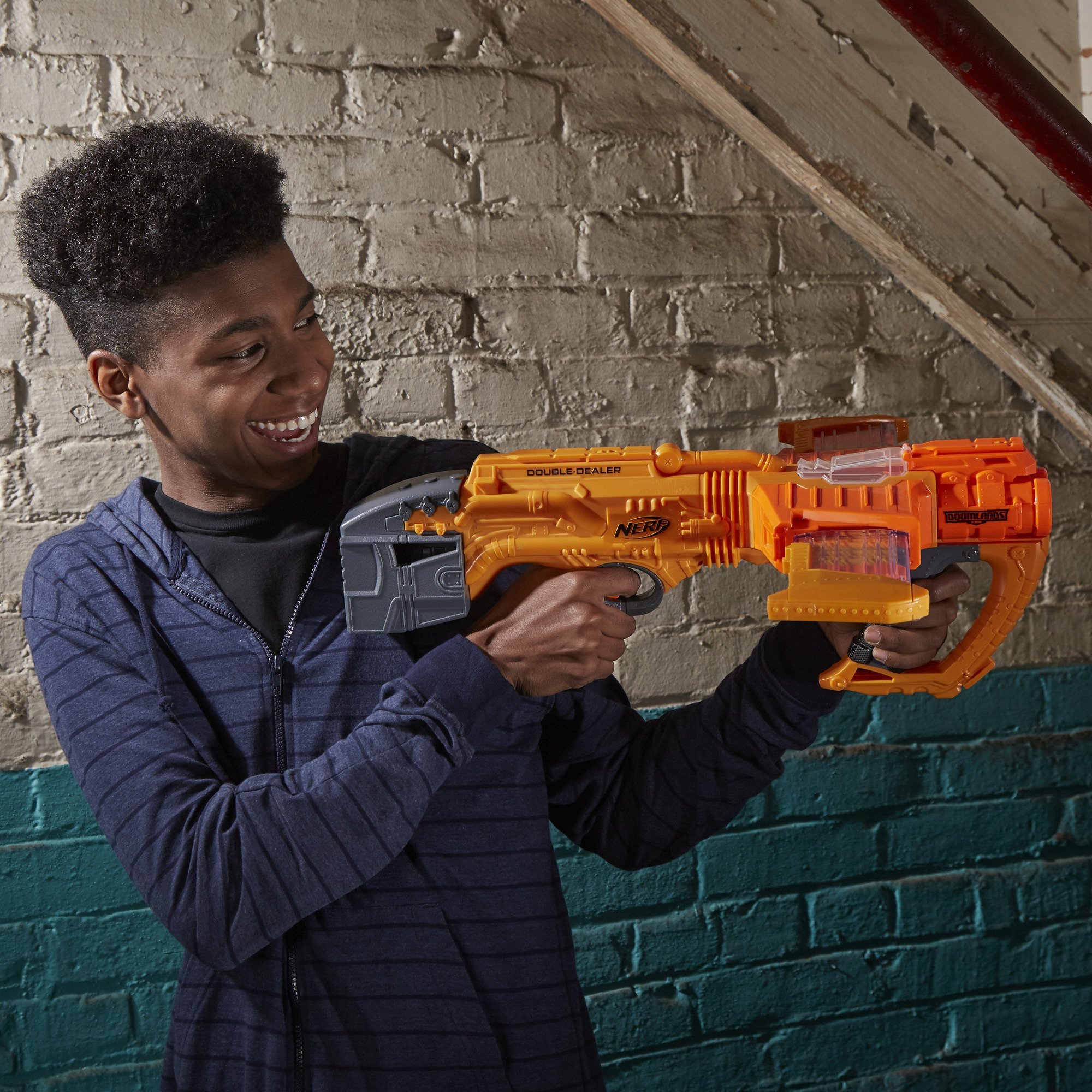 Double Dealer Nerf Doomlands Toy Blaster with Two 12-Dart Clips
